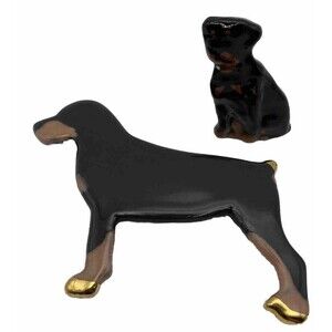 ROTTWEILER Dog Broach Lapel Pins Vintage Rare Find Collectors One Of A Kind Set